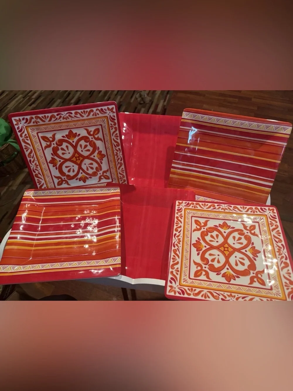 6Bobby Flay Square Melamine Dinner Plates 8 1/2